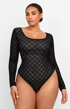 (image for) Shapellxofficial Lace Glamour Geometric Shaping Bodysuit