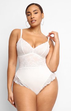 (image for) Shapellxofficial Lace Glamour Strappy Thong Bodysuit