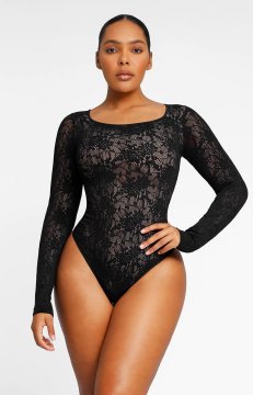 (image for) Shapellxofficial Lace Glamour Stretchy Floral Shaping Bodysuit