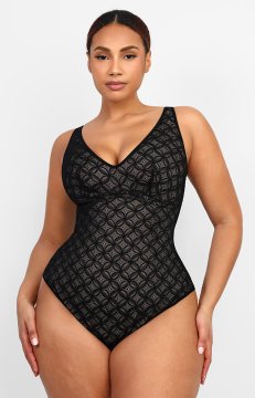 (image for) Shapellxofficial Lace Glamour Geometric Sculpting Bodysuit