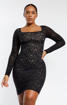 (image for) Shapellxofficial Lace Glamour Leavy Florals Midi Dress