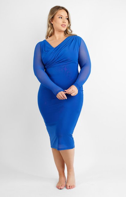 (image for) Shapellxofficial Mesh Draped V-Neck Shaping Dress