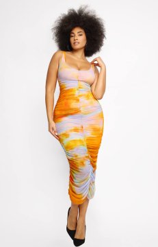 (image for) Shapellxofficial Miami Sunset Mesh Pleated Bodycon Dress