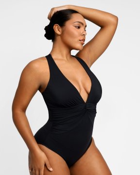 (image for) Shapellxofficial Smart Sculpt Ruched Twist-Front Shaping Swimsuit