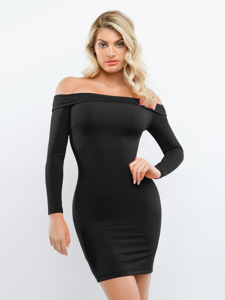 
Popilush Built-In Shapewear Off Shoulder Dresses