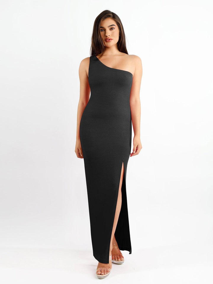 
Popilush Built-In Shapewear One Shoulder Split Modal Maxi Dress