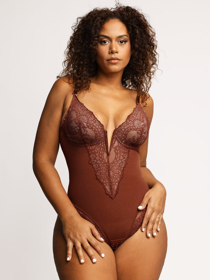 Popilush Deep-V Neck Lace Thong Bodysuit
Popilush Deep-V Neck Lace Thong Bodysuit