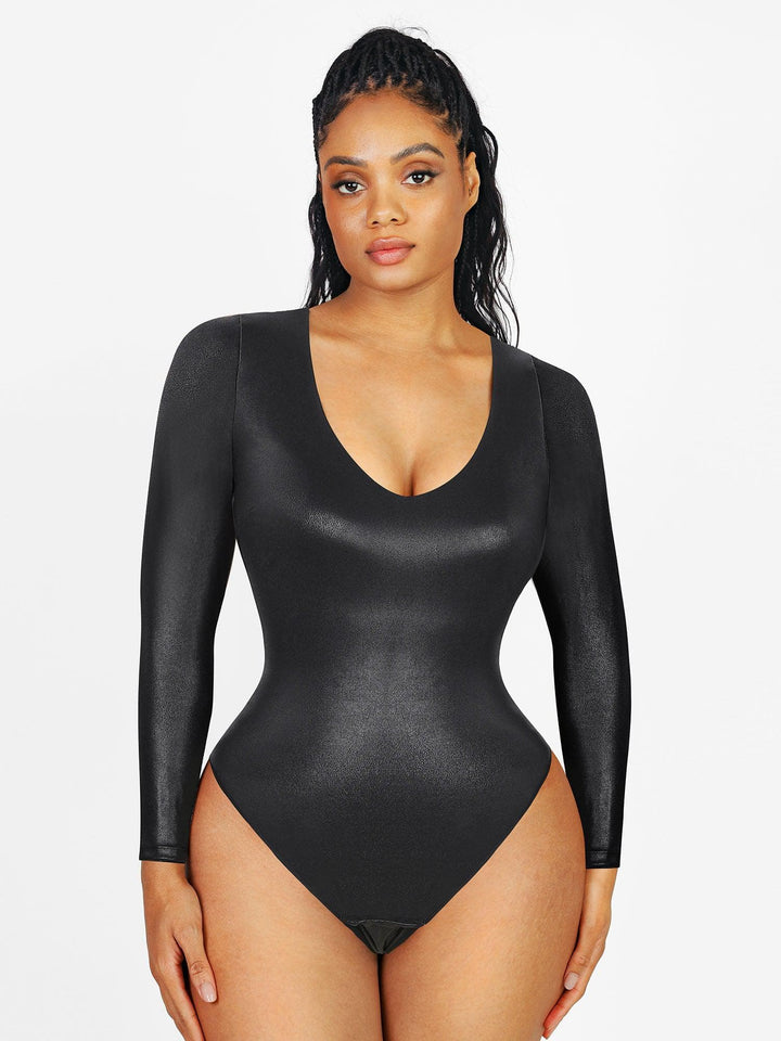 Popilush Long Sleeve Faux Leather V-Neck Thong Bodysuit
Popilush Long Sleeve Faux Leather V-Neck Thong Bodysuit