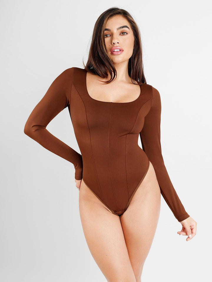 
Popilush Long Sleeve Shapewear Thong Bodysuit