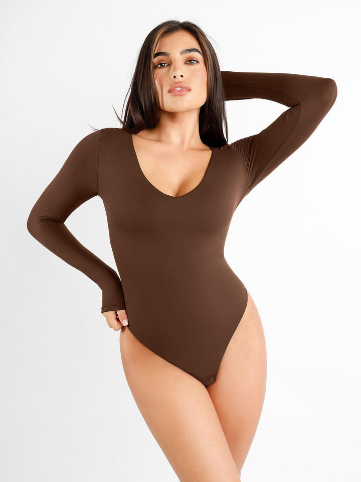 
Popilush CloudSense Seamless V-Neck Long-Sleeve Bodysuit