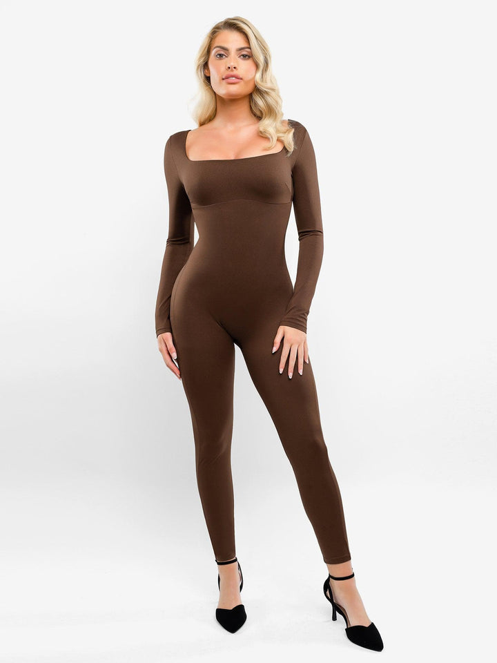 
Popilush Square-Neck One Piece Long Sleeve Jumpsuit