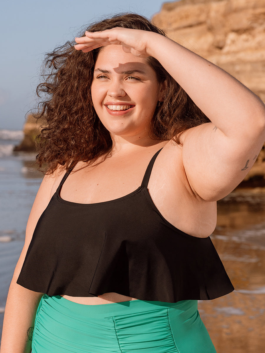 
Shapermint Essentials Swim Ruffled Bikini Top