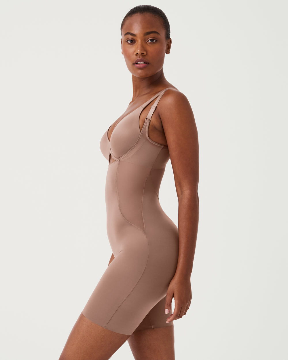 
Spanx Shaping Satin Mesh Open-Bust Mid-Thigh Bodysuit